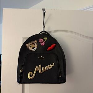 Kate Spade Real Leather Black Backpack with Fun Details